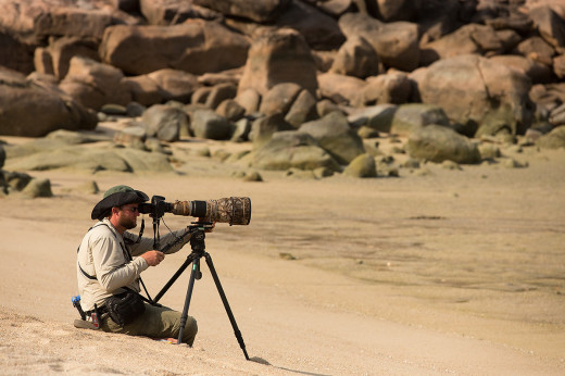 Drew films shorebirds on Hawkesbury Island in the Torres Strait, Australia.  Photograph by Tim Laman