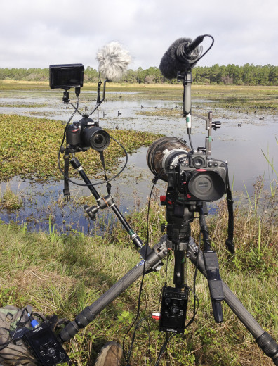 The complicated setup I use to film many of the Behind the Lens episodes.